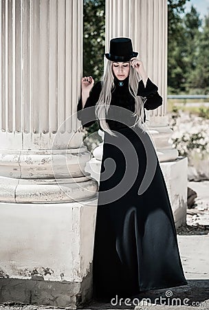 Victorian classical woman goth, gothic style Stock Photo