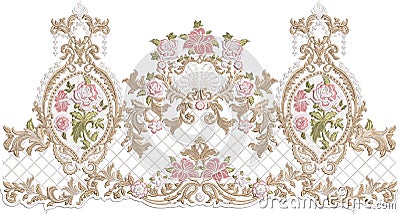 Victorian embroidery motif and borders textile Stock Photo