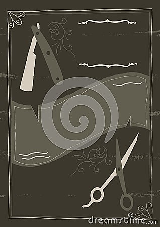 Victorian Gothic Barbers Style Background and Frame Vector Illustration