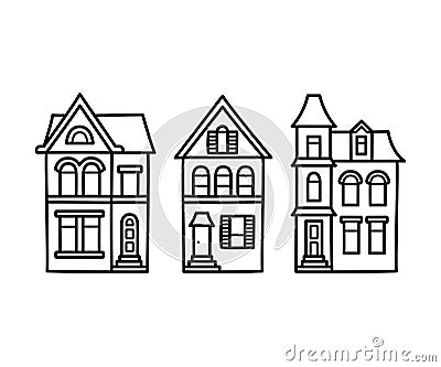 Victorian houses illustration Vector Illustration