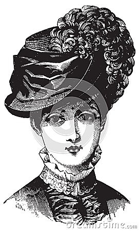 Victorian illustration of woman in hat Vector Illustration