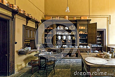 Victorian Kitchen, Charlecote House, Warwickshire, England. Editorial Stock Photo