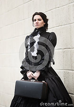 Victorian lady in black. Stock Photo