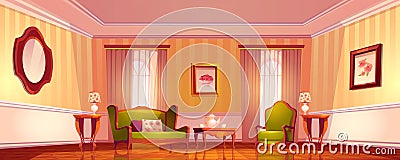 Victorian living room, old royal baroque interior Vector Illustration