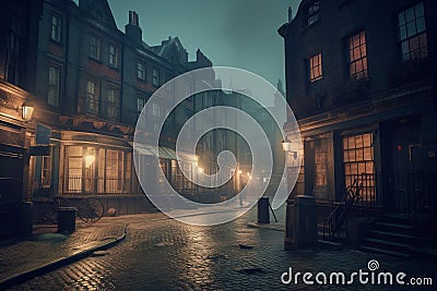 Victorian london evening. Generate Ai Stock Photo