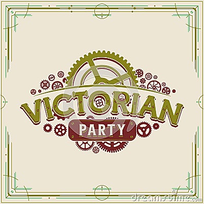 Victorian party vintage gears logo design victorian era cogwheels logotype vector on light background great for banner Vector Illustration