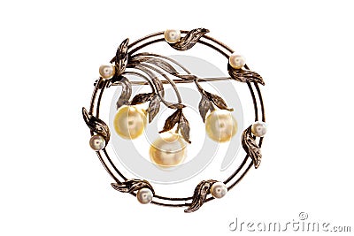 Victorian pearl broach. Stock Photo