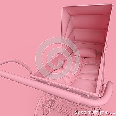 Victorian pram in minimalism concept on pastel background close up view Cartoon Illustration