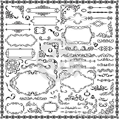 Victorian set of splendid art elements Vector Illustration