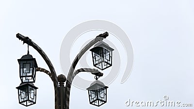 Victorian street lamps on white background Stock Photo