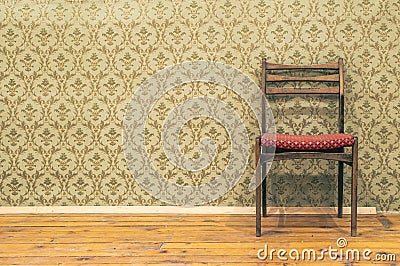 Victorian style vintage pattern wallpaper. Ornamental background and chair Stock Photo