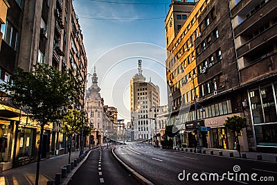 Bucharest, Romania, November 2018: Victoriei Avenue is one of the most crowded roads in Bucharest Editorial Stock Photo