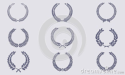 Victorious Black and White Laurel Wreath Vector Illustration - Ancient Greek Symbol Stock Photo