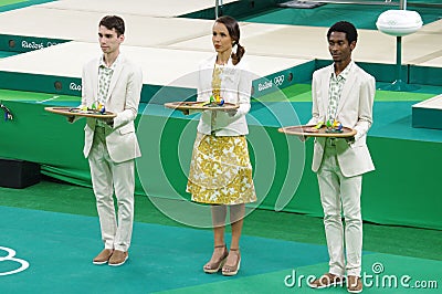 Victory ceremony at Rio2016 Editorial Stock Photo