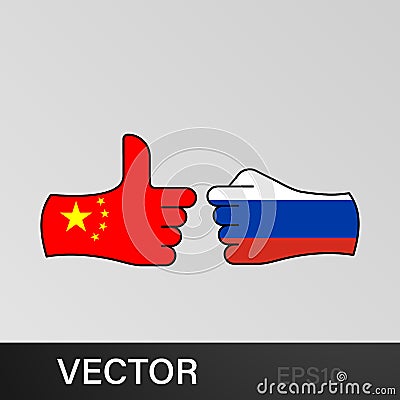 victory china attack russia hand gesture colored icon. Elements of flag illustration icon. Signs and symbols can be used for web, Cartoon Illustration