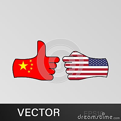 victory china attack usa hand gesture colored icon. Elements of flag illustration icon. Signs and symbols can be used for web, Cartoon Illustration