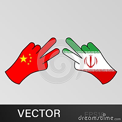 victory china peace iran hand gesture colored icon. Elements of flag illustration icon. Signs and symbols can be used for web, Cartoon Illustration