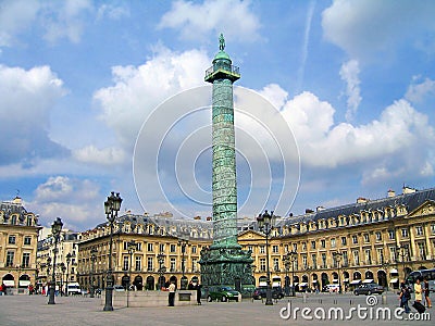 Place Vendome with Bronze Napoleonic Monument, Paris, France Editorial Stock Photo