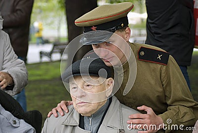 Victory Day celebration in Moscow. Senior man portrait Editorial Stock Photo