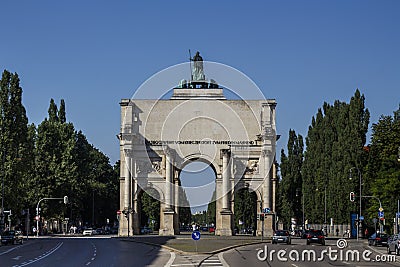 Victory Gate Siegestor in Munich, Germany, 2015 Editorial Stock Photo