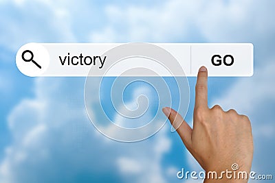 Victory on search toolbar Stock Photo