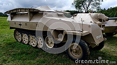 Victory Show. Leicester, UK. September 2023. Restored The Sd.Kfz. 251 (Sonderkraftfahrzeug 251) half-track Editorial Stock Photo