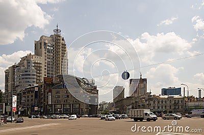 Victory Square in Kiev. Summer Editorial Stock Photo