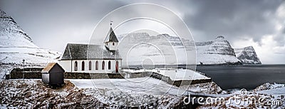 Vidareidi church panorama Stock Photo