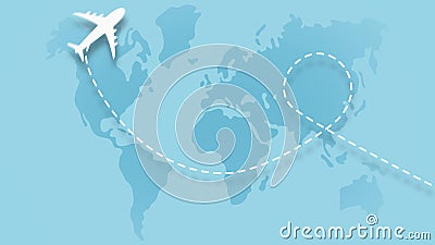 Video Animation with White Plane Flying on the World`s Map Leaving a Trail  Behind. the Plane Makes a Loop on Blue Stock Video - Video of destination,  animation: 202725629