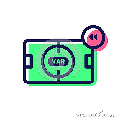 Video Assistant Referee VAR. Soccer or football VAR playback line icon Vector Illustration