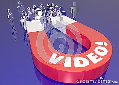 Video Attracts Customers Web Internet Traffic Magnet 3d Illustration Stock Photo