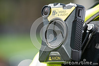 Video and Audio body camera worn by UK police officers. Editorial Stock Photo