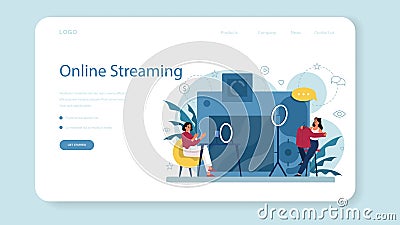 Video blogger, blogging web banner or landing page. Share content Vector Illustration