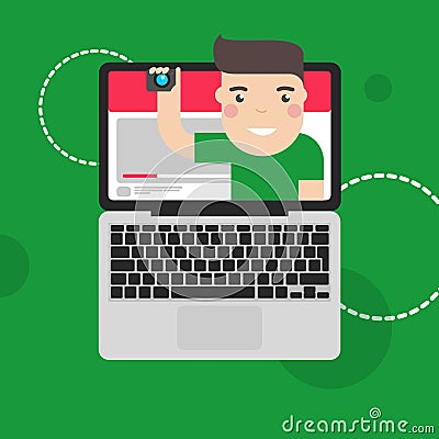 Video blogger flat style concept Vector Illustration