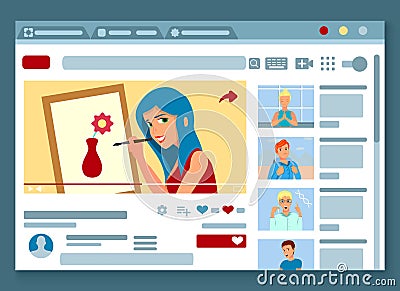 Video Blogger Page Flat Vector Illustration