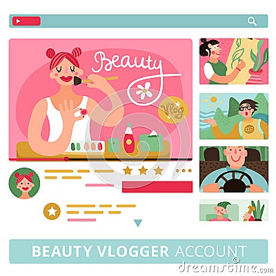 Video Bloggers Banners Set Vector Illustration