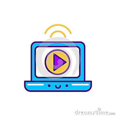 Video broadcast line color icon. SMM promotion. Sign for web page, mobile app, button, logo. Vector isolated element. Editable Vector Illustration