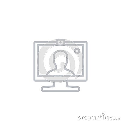 Video call, conference icon on white, linear Vector Illustration