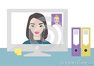 Video call flat illustration. Technology Cartoon Illustration