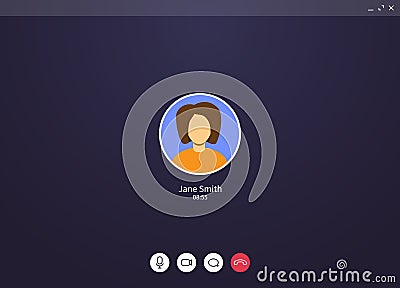 Video call screen, web user interface of conference chat application with mic and video icon and blank place for your Vector Illustration