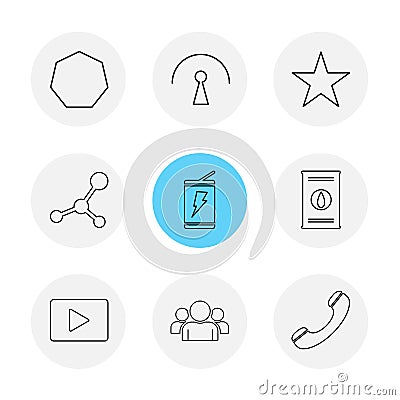 video , call , star , battery , shapes , electronic , time , ec Vector Illustration