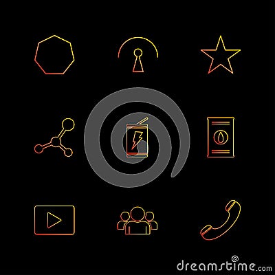 Video , call , star , battery , shapes , electronic , time , ec Vector Illustration