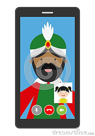 Video call with the three wise men Vector Illustration