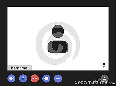 Video call user interface, video conference calls window overlay Vector Illustration