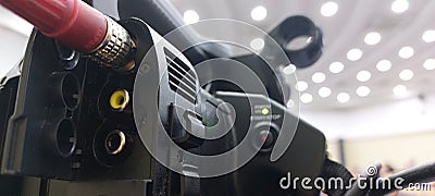 a video camera connected via SDI on the broadcast Stock Photo