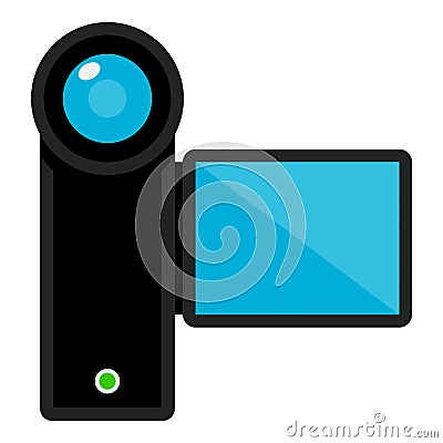 Video Camera Flat Icon Isolated on White Vector Illustration