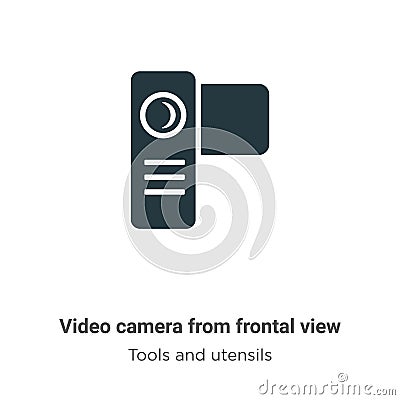 Video camera from frontal view vector icon on white background. Flat vector video camera from frontal view icon symbol sign from Vector Illustration