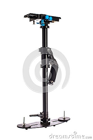 Video Camera Gimbal Stabilization isolated on white. DSLR Videography Equipment. Stock Photo