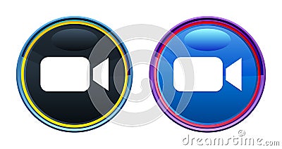 Video camera icon artistic glassy round buton set illustration Vector Illustration