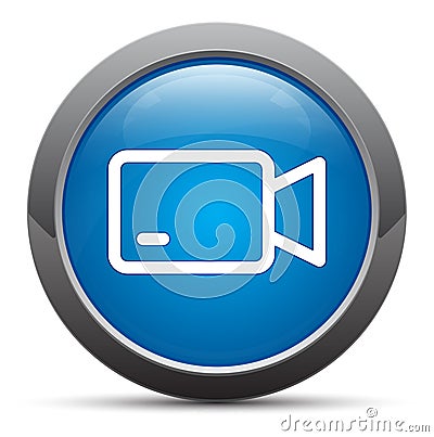 Video camera icon premium blue round button vector illustration Vector Illustration